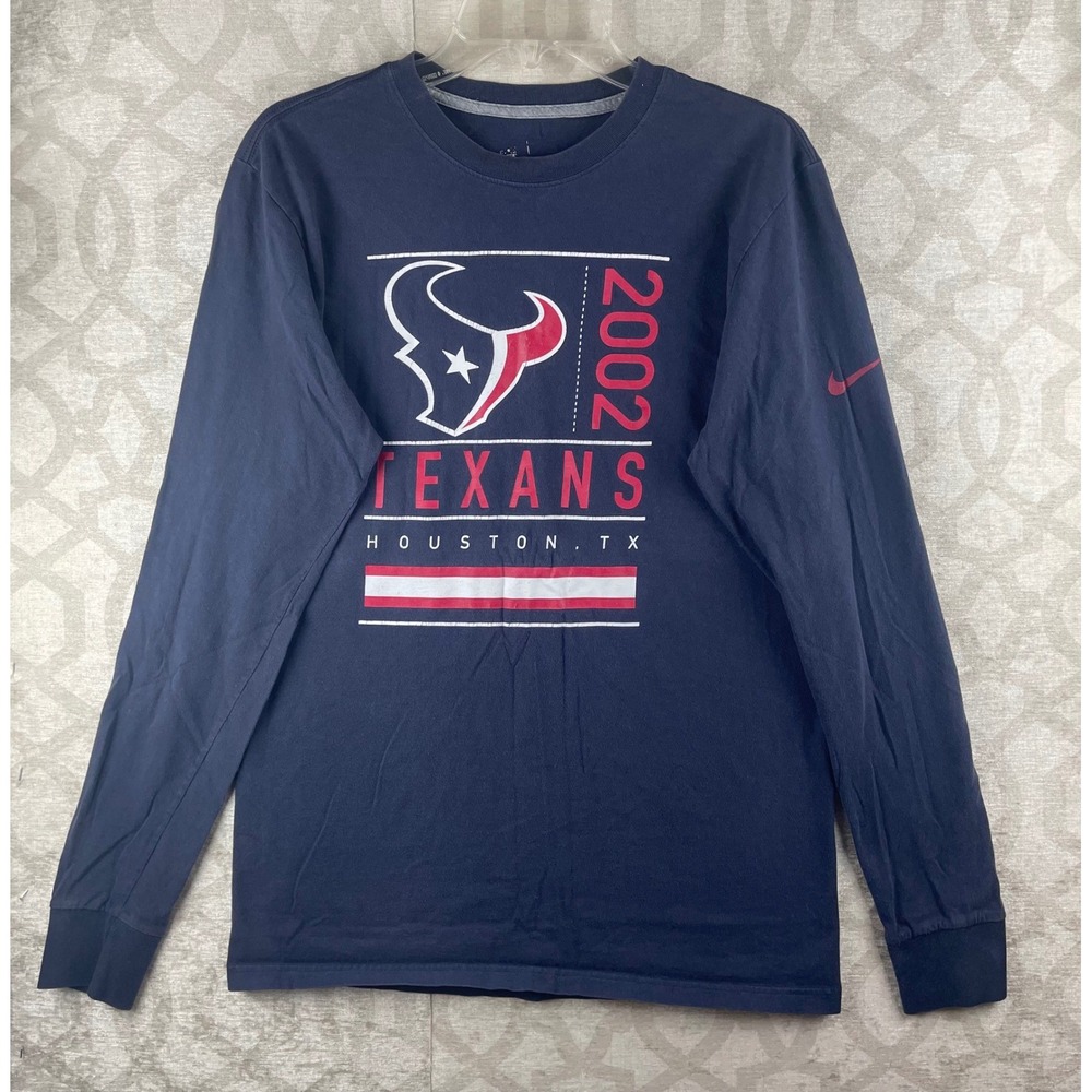 Nike Houston Texans Mens Medium Navy Blue Good 2002 Graphic Long Sleeve T-Shirt